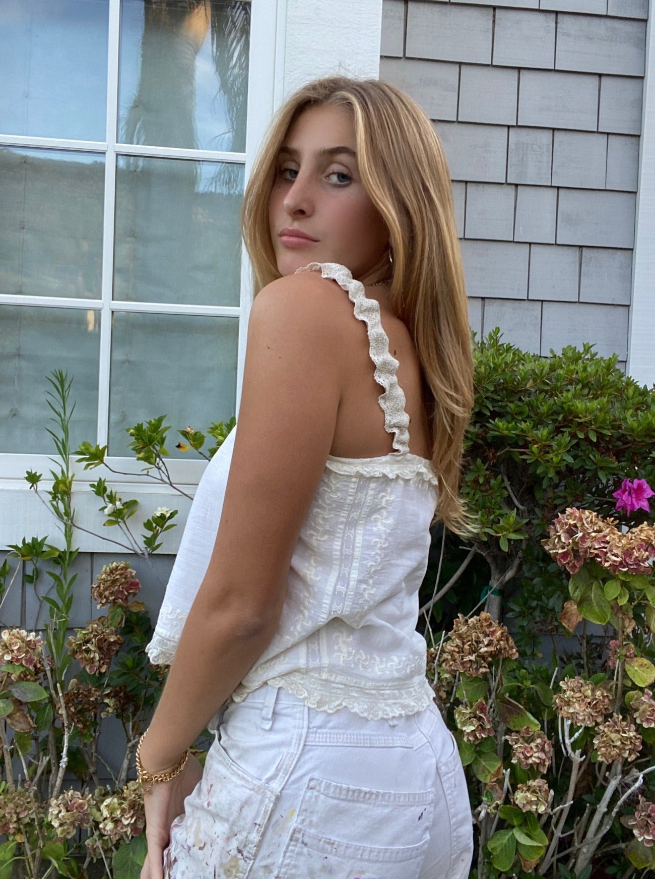 beatrice antique lace tank top back view