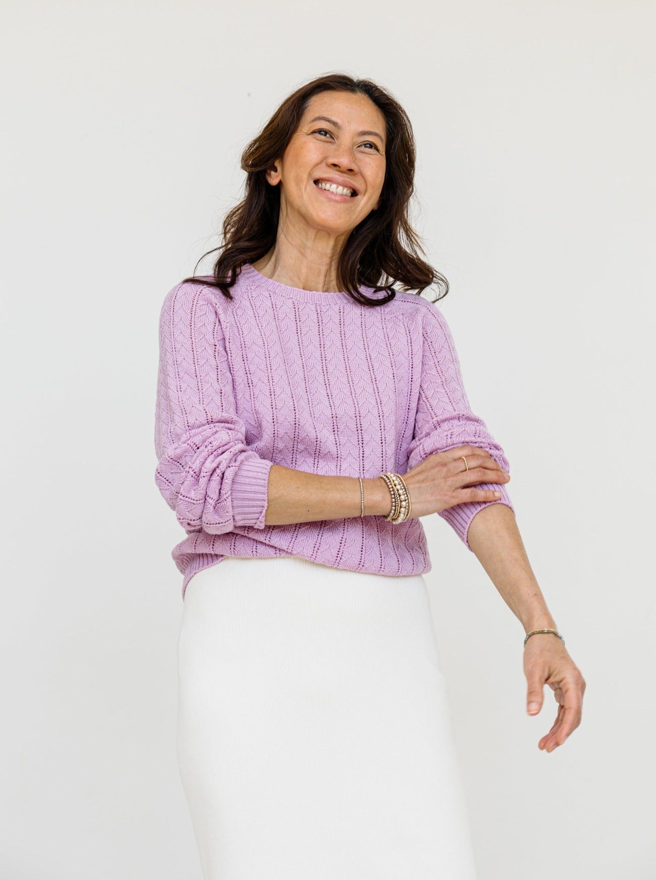 orchid grace pointelle sweater