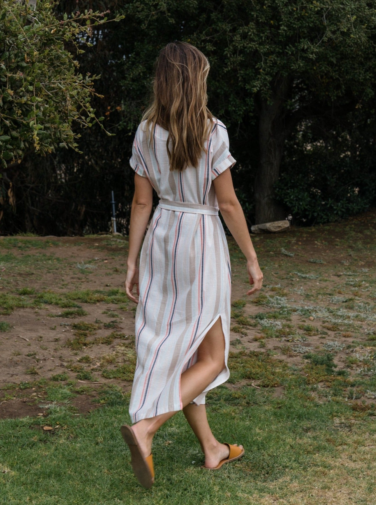 Khaki Stripe Midi Dress