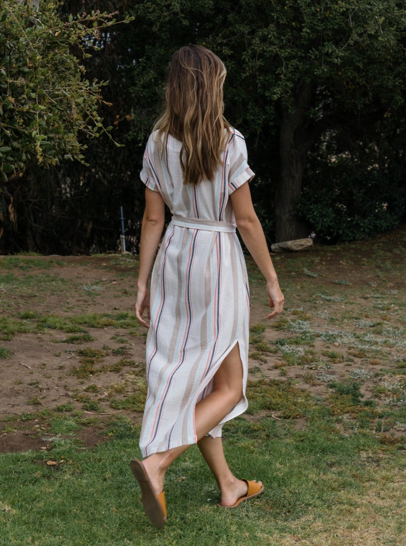 khaki stripe dress