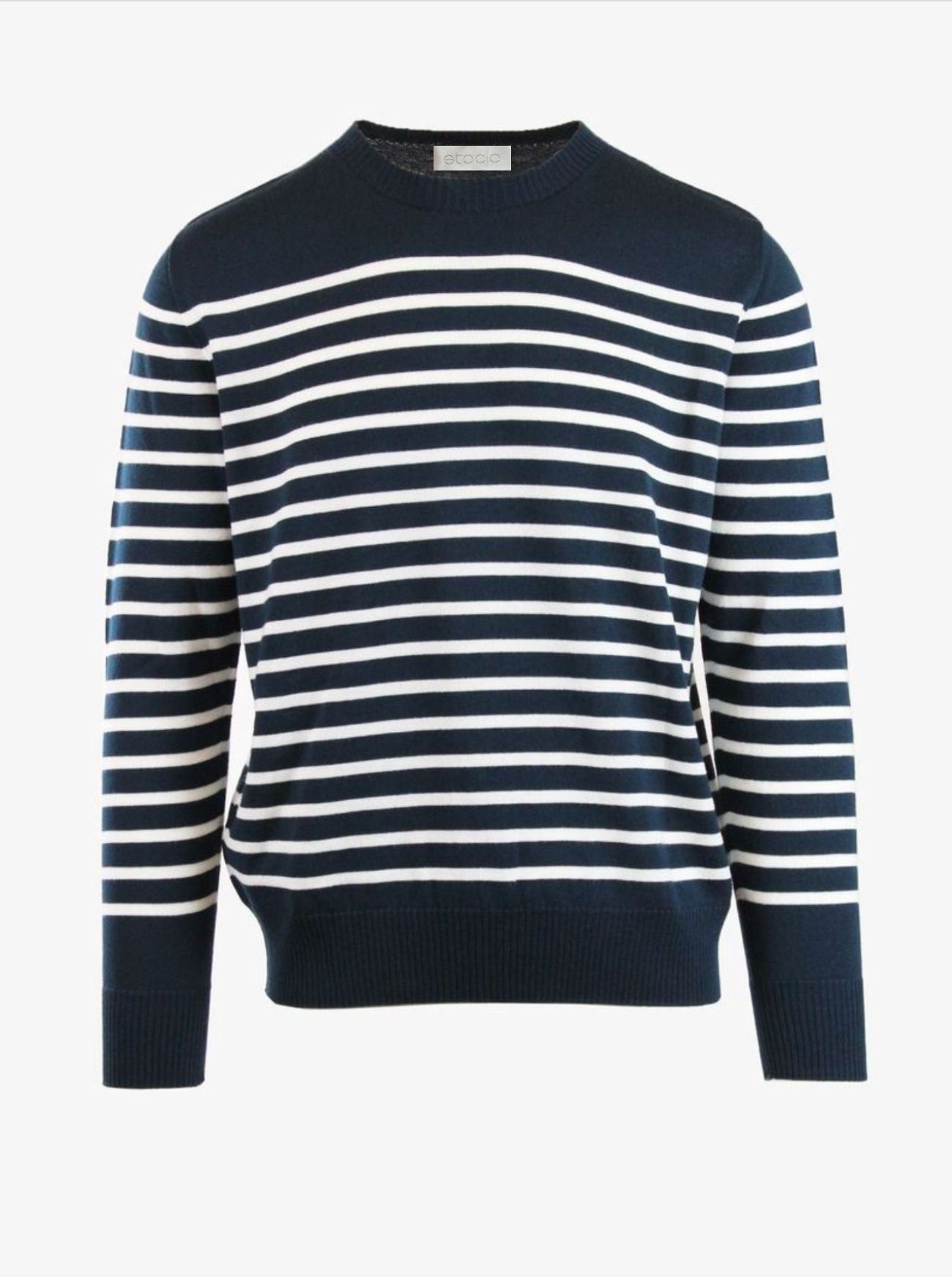 montauk navy/ivory stripe mens merino wool sweater