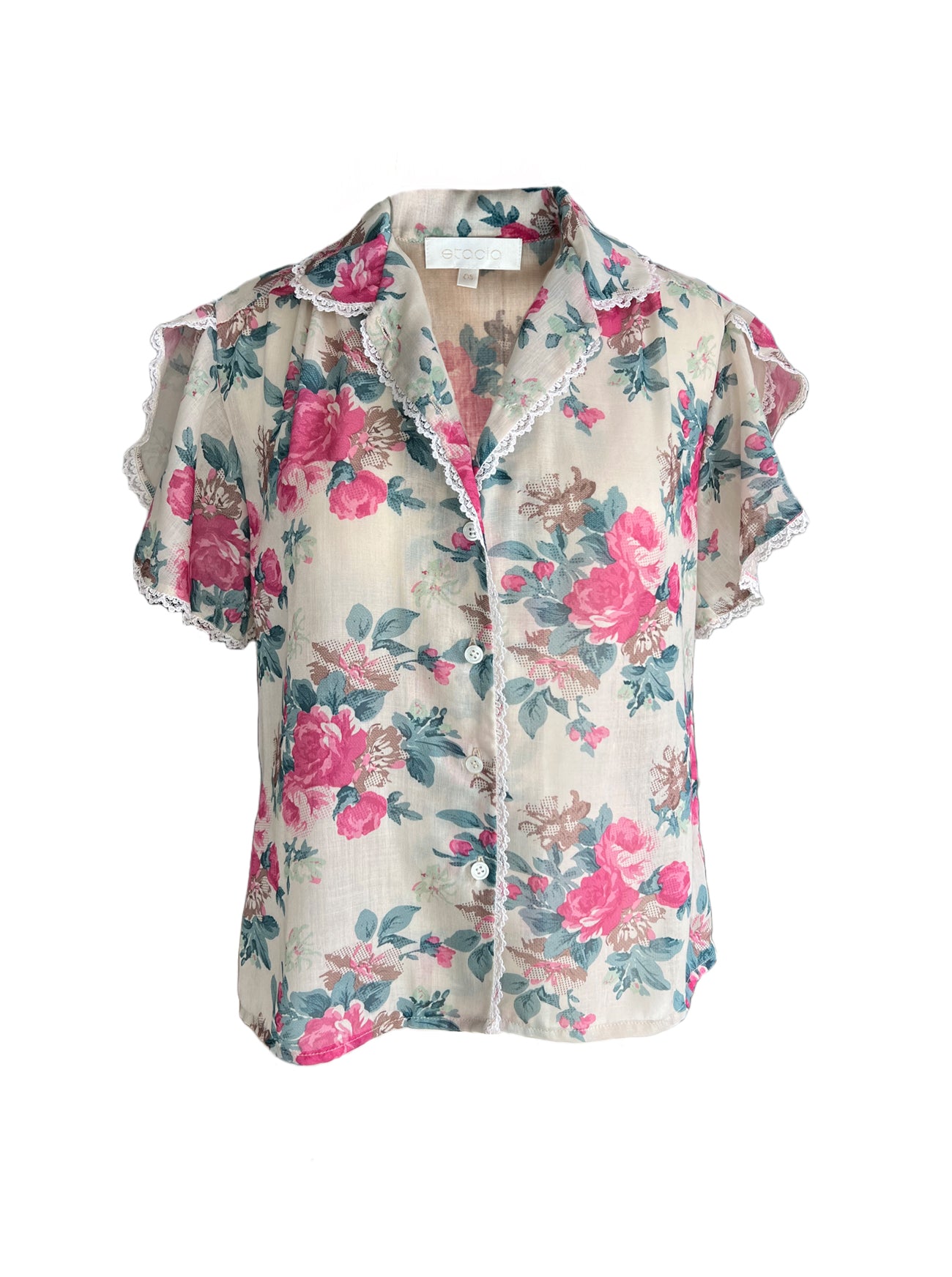 rosemary garden print blouse front view