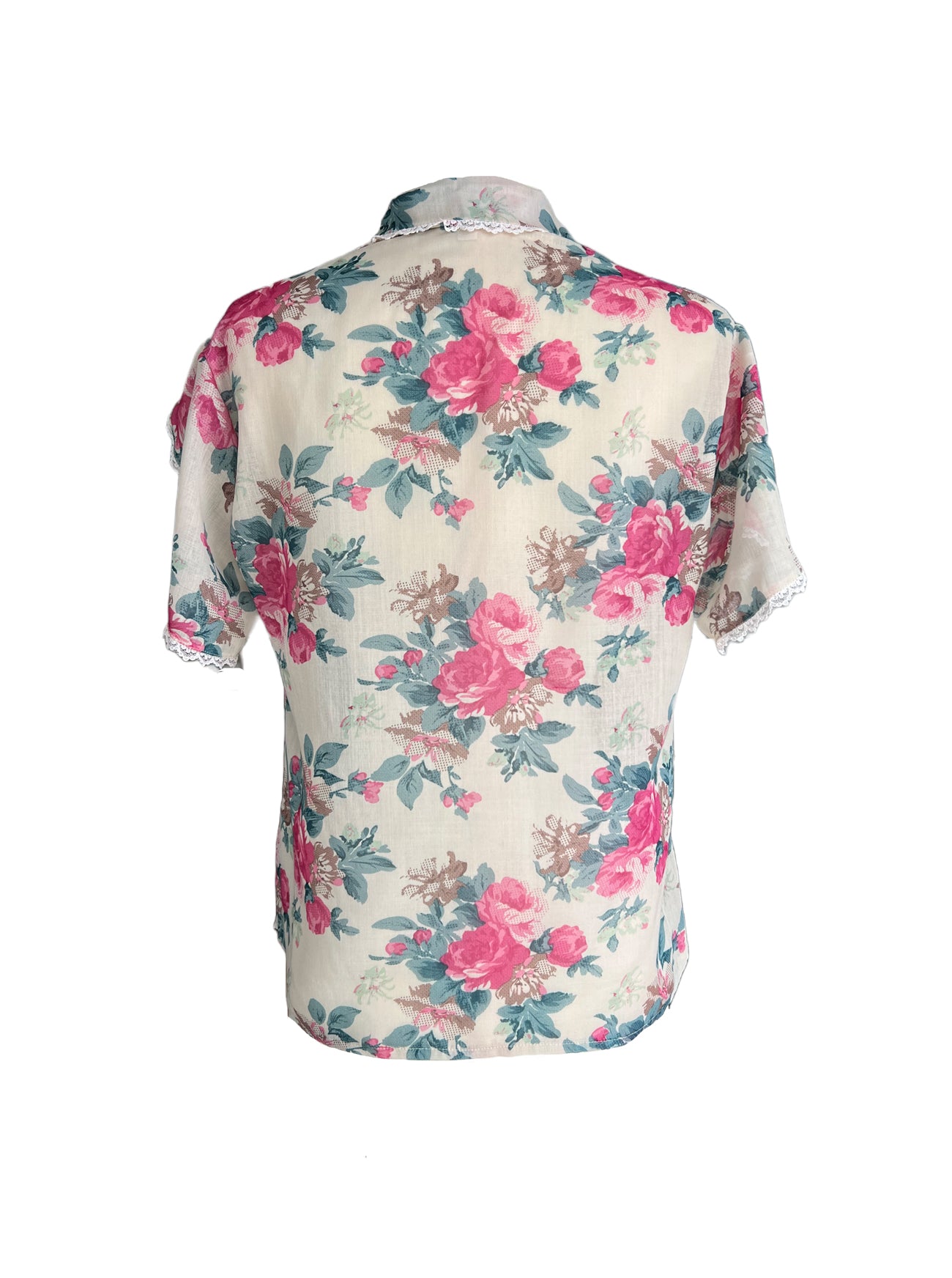 rosemary garden print blouse back view